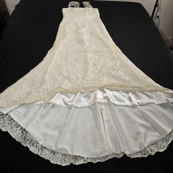 GALINA "Your Fairy Big Day" IVORY Empire Waist Beaded Lace Wedding Dress Size 12 - Picture 7 of 17